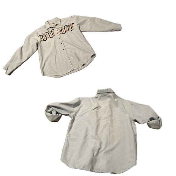 Vintage Fall Autumn Floral Embroidery Button Up Denim Shirt / small * - Picture 3 of 4